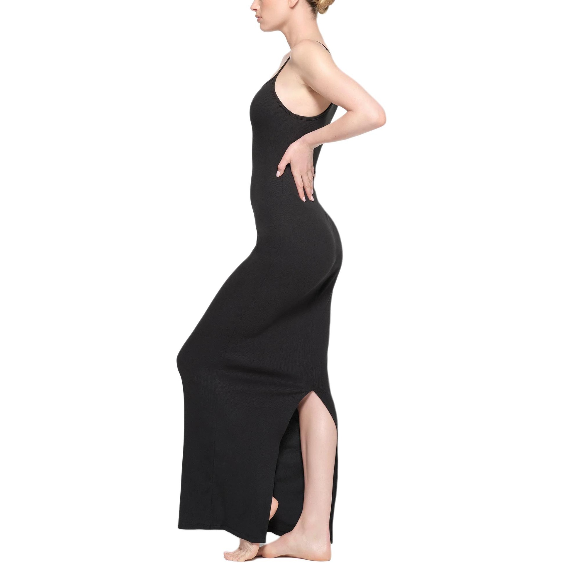 Skims Cotton Rib Long Cami Dress Soot — фото 3