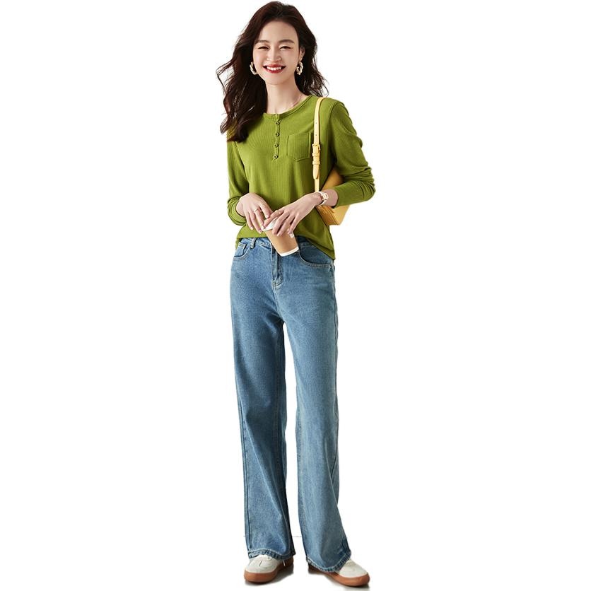 Dme 【dme】 休闲纯色圆领长袖针织衫女款 — фото 3