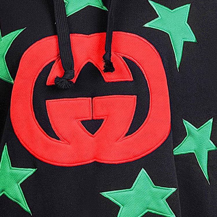 Gucci FW22 Logo Hoodie Black Stars — фото 3