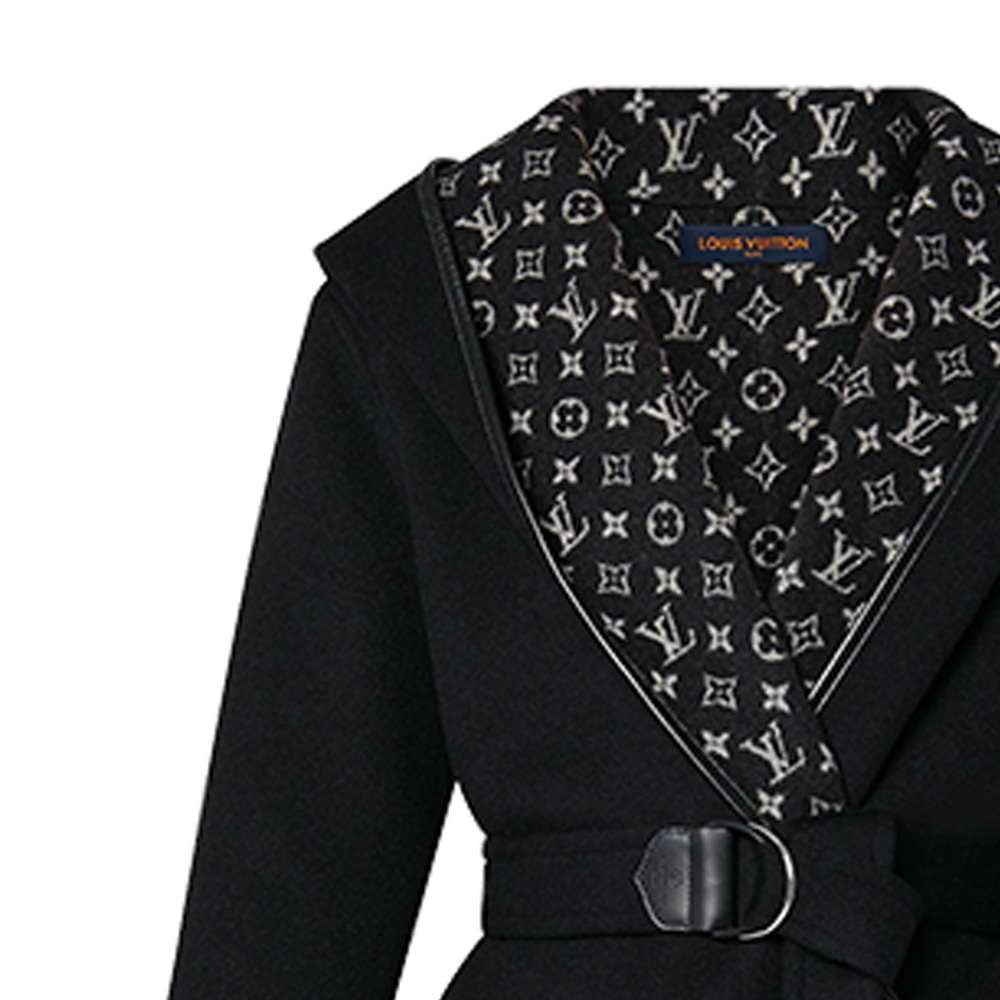 Louis Vuitton FW21 Wool Wrap Hooded Coat Black — фото 4