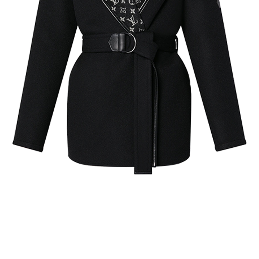 Louis Vuitton FW21 Wool Wrap Hooded Coat Black — фото 6