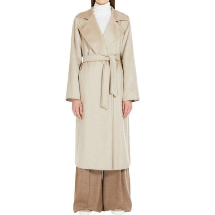 MaxMara Belted Mid-Length Coat Beige — фото 1
