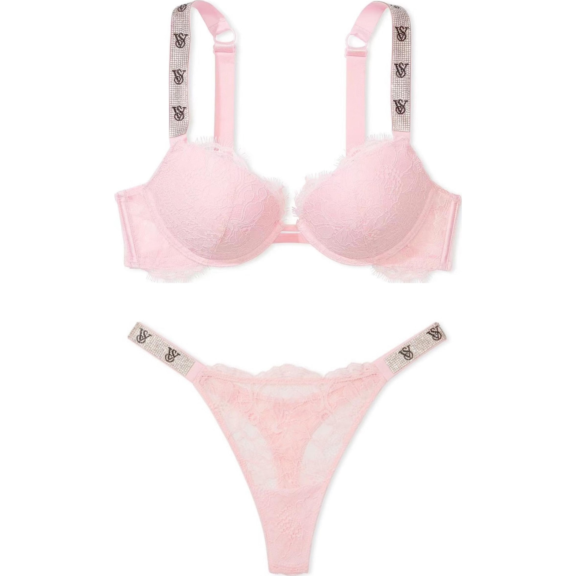 Victoria'S Secret Lace Logo Set Pink