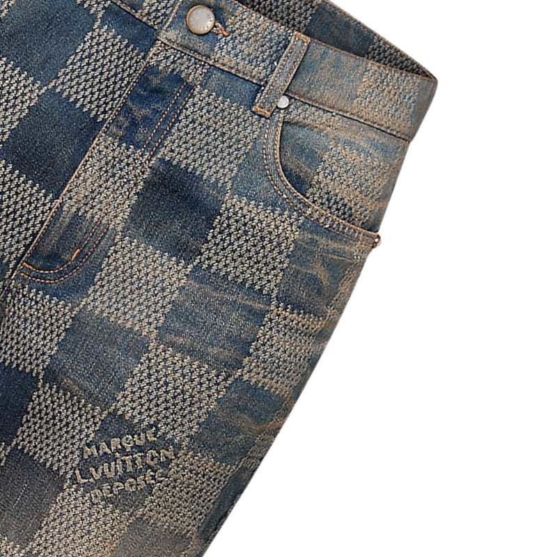Louis Vuitton FW24 Washed Logo Flared Jeans Blue — фото 4