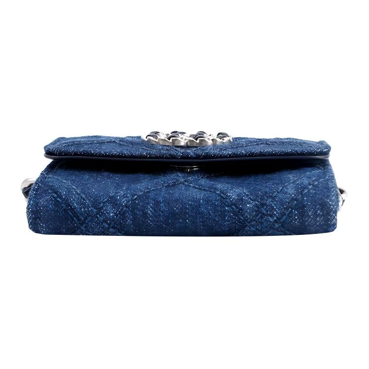 Chanel Denim Chain Wallet Bag Navy Blue — фото 3