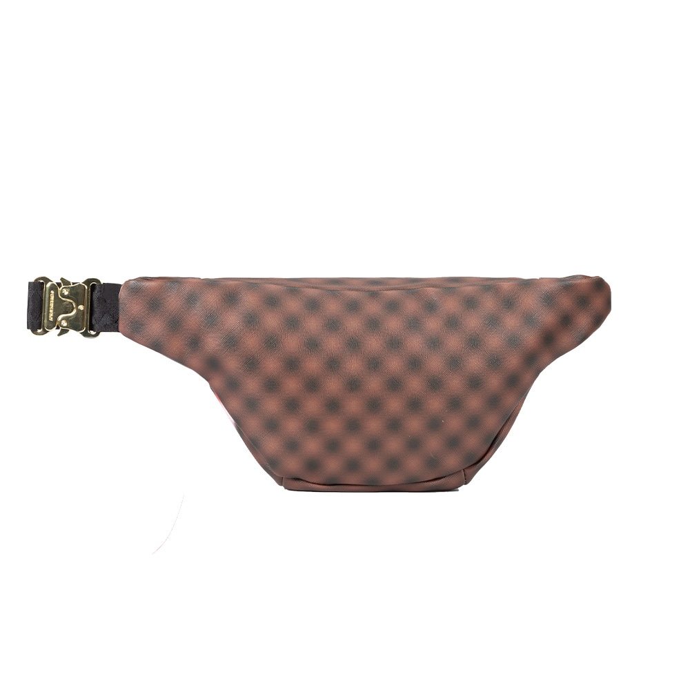 Sprayground Shark Logo Checkerboard Waist Bag Brown — фото 1