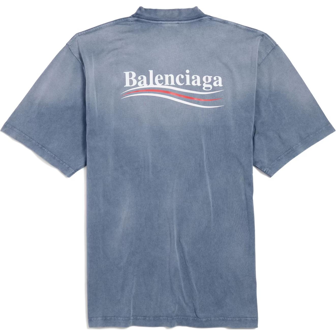 Balenciaga Logo Print T-Shirt Faded Blue — фото 10