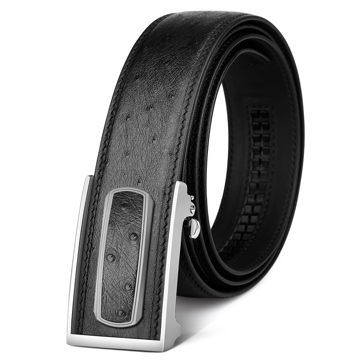 CATELLES Ostrich Leather Belt Automatic Buckle