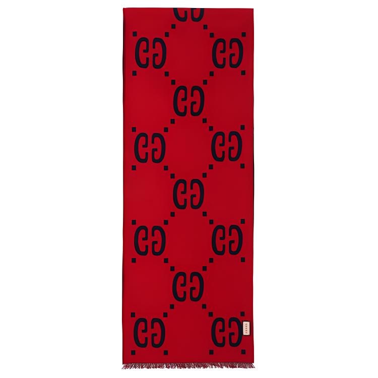 Gucci GG Jacquard Wool Silk Scarf — фото 2