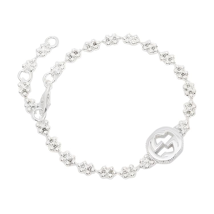 GUCCI/古驰 Gucci Interlocking G Silver Bracelet
