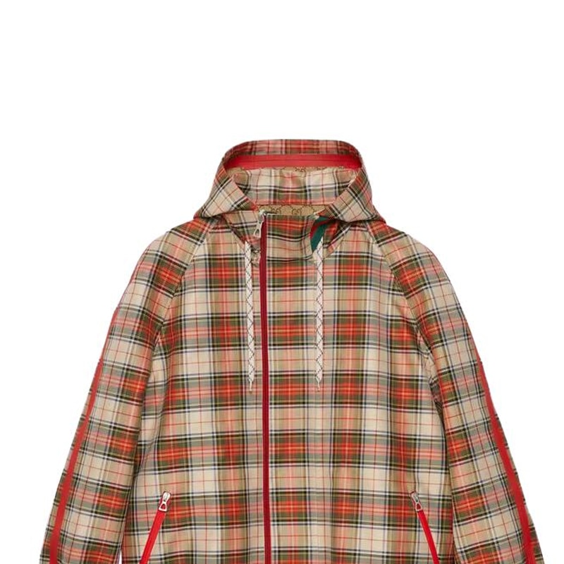 Gucci SS23 Checkered Hooded Jacket Brown — фото 5