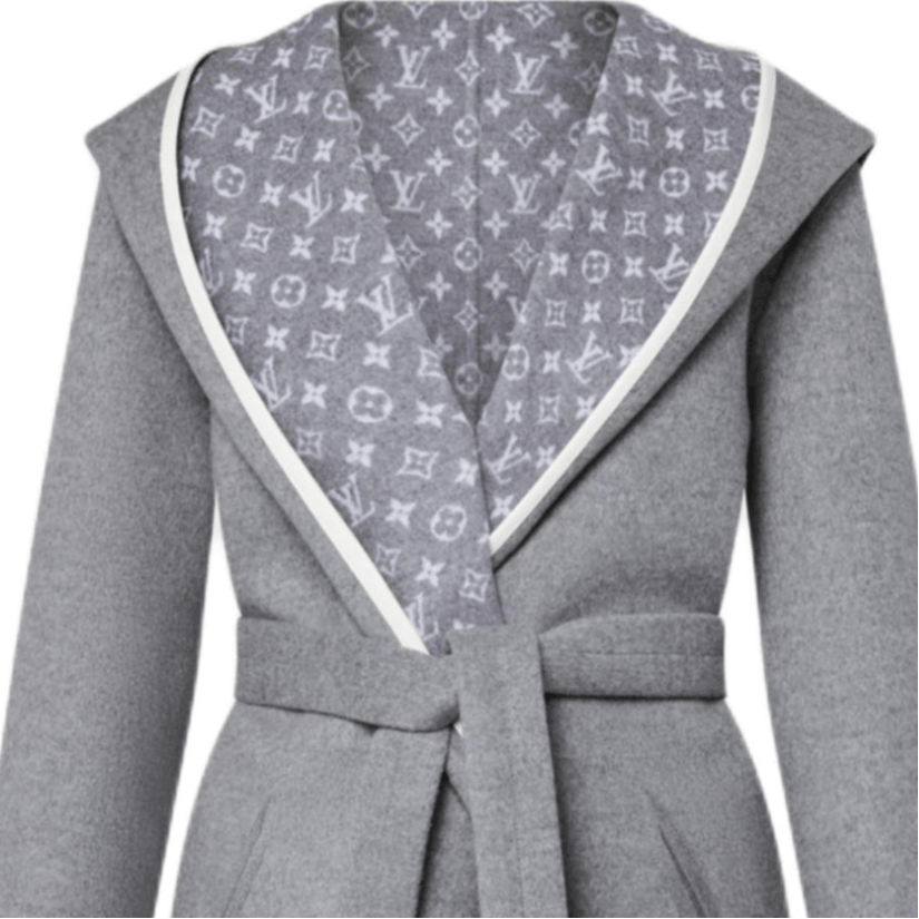 Louis Vuitton FW24 Reversible Jacquard Hoodie Coat Gray — фото 5