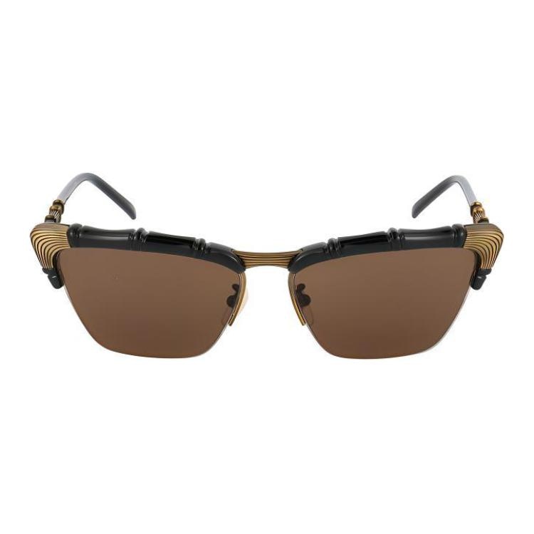 Gucci Rectangular Plastic Sunglasses Black Brown 58mm — фото 2