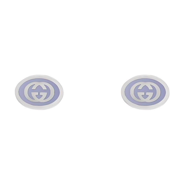 Gucci Enamel Double G 925 Silver Earrings