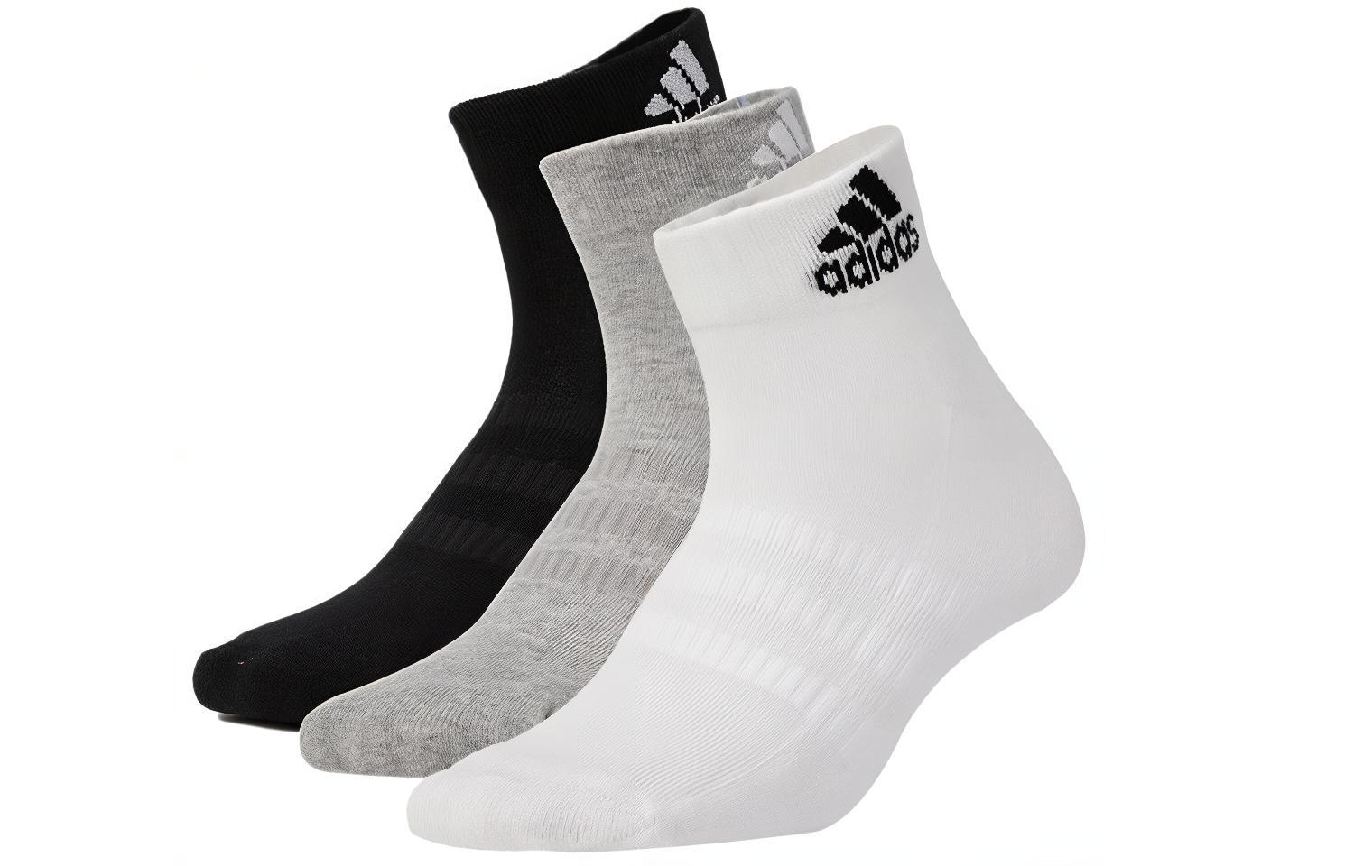 Adidas Classic Breathable Low Basketball Socks Set Black White Gray — фото 1