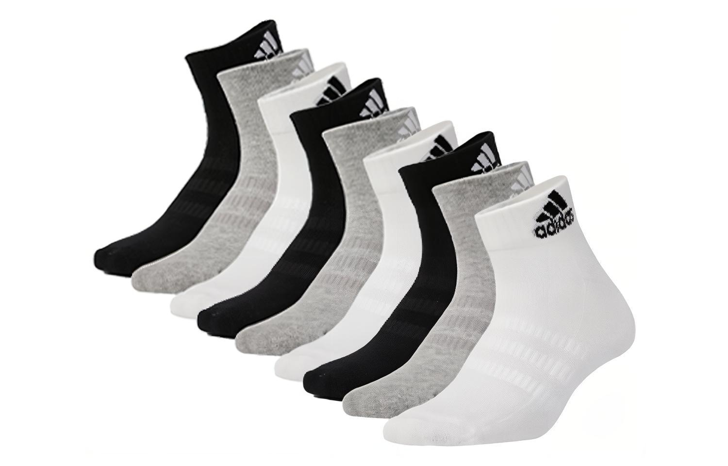 Adidas Classic Breathable Low Basketball Socks Set Black White Gray