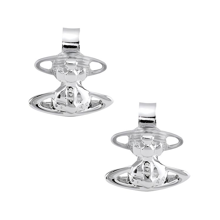 Vivienne Westwood Lorelei Saturn Brass Stud Earrings Silver