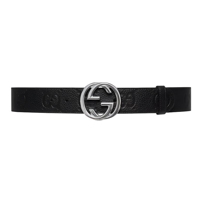Gucci Logo Print Belt Black 4CM — фото 2