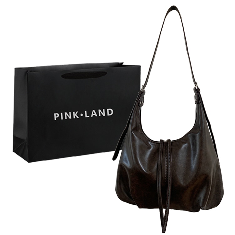 PINK·LAND PINK LAND Vintage PU Crossbody Bag Black Brown