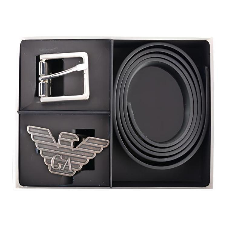 EMPORIO ARMANI/阿玛尼 Emporio Armani EA Leather Belt Black