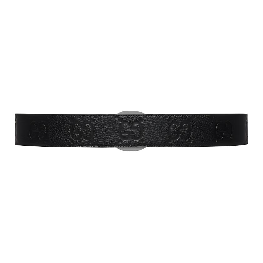 Gucci Logo Print Belt Black 4CM — фото 3