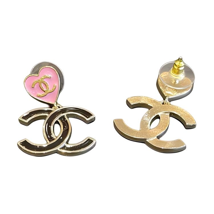 Chanel Double C Metal Earrings Black — фото 1