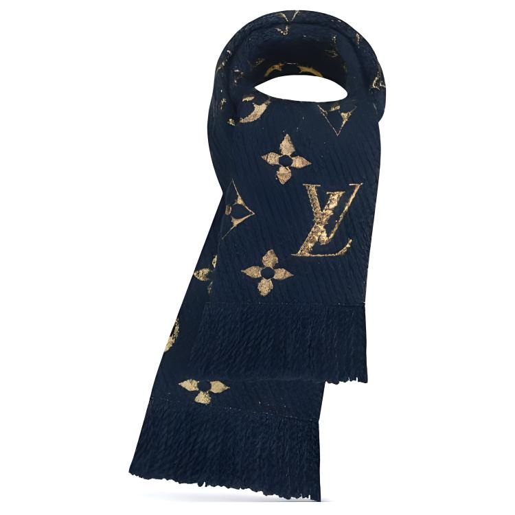 Louis Vuitton Logo Embroidered Scarf Blue