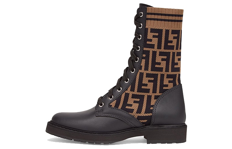 Fendi FF Motif Leather Biker Boots Black — фото 5