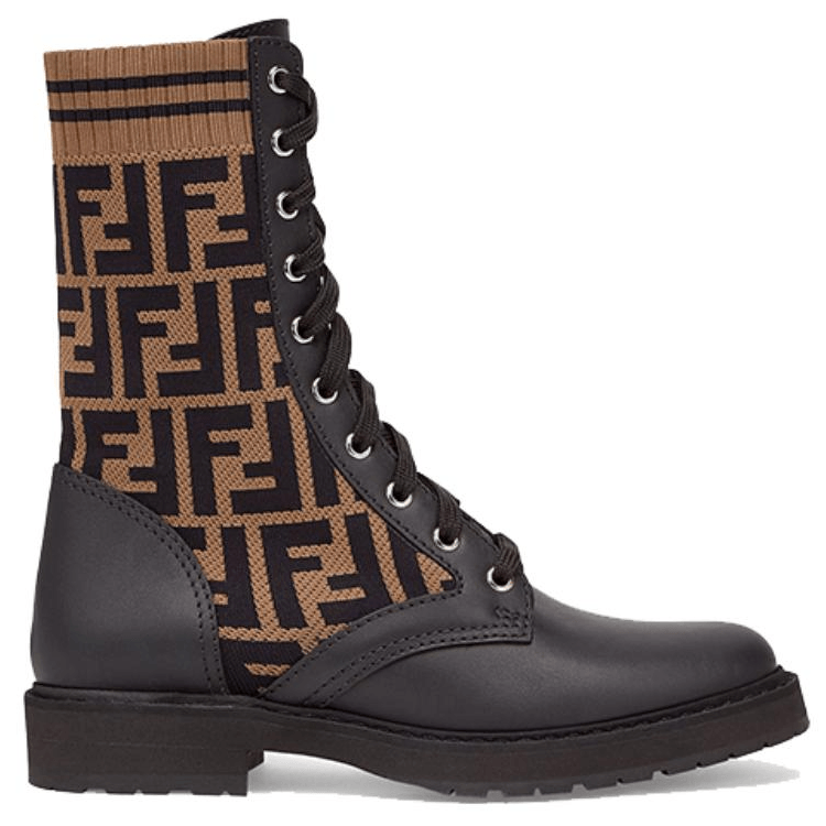 Fendi FF Motif Leather Biker Boots Black — фото 6