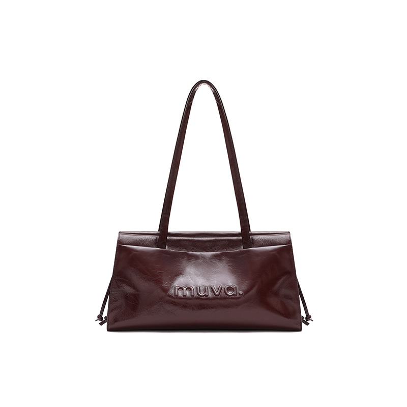 MUVA Vintage Leather Shoulder Bag Large Cherry Red