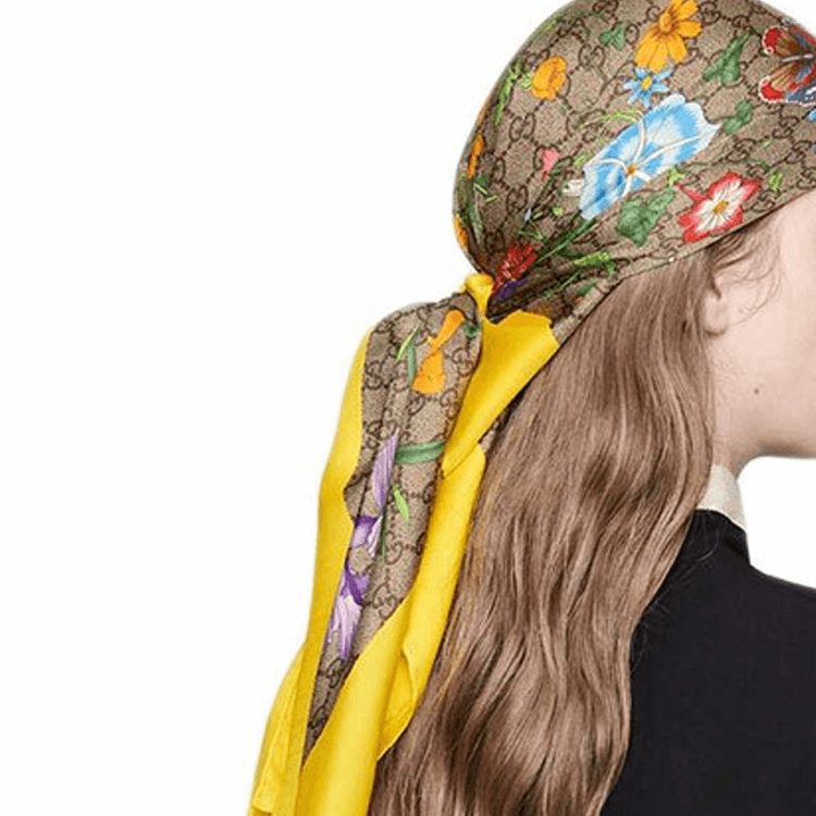 Gucci GG Silk Scarf Yellow — фото 1