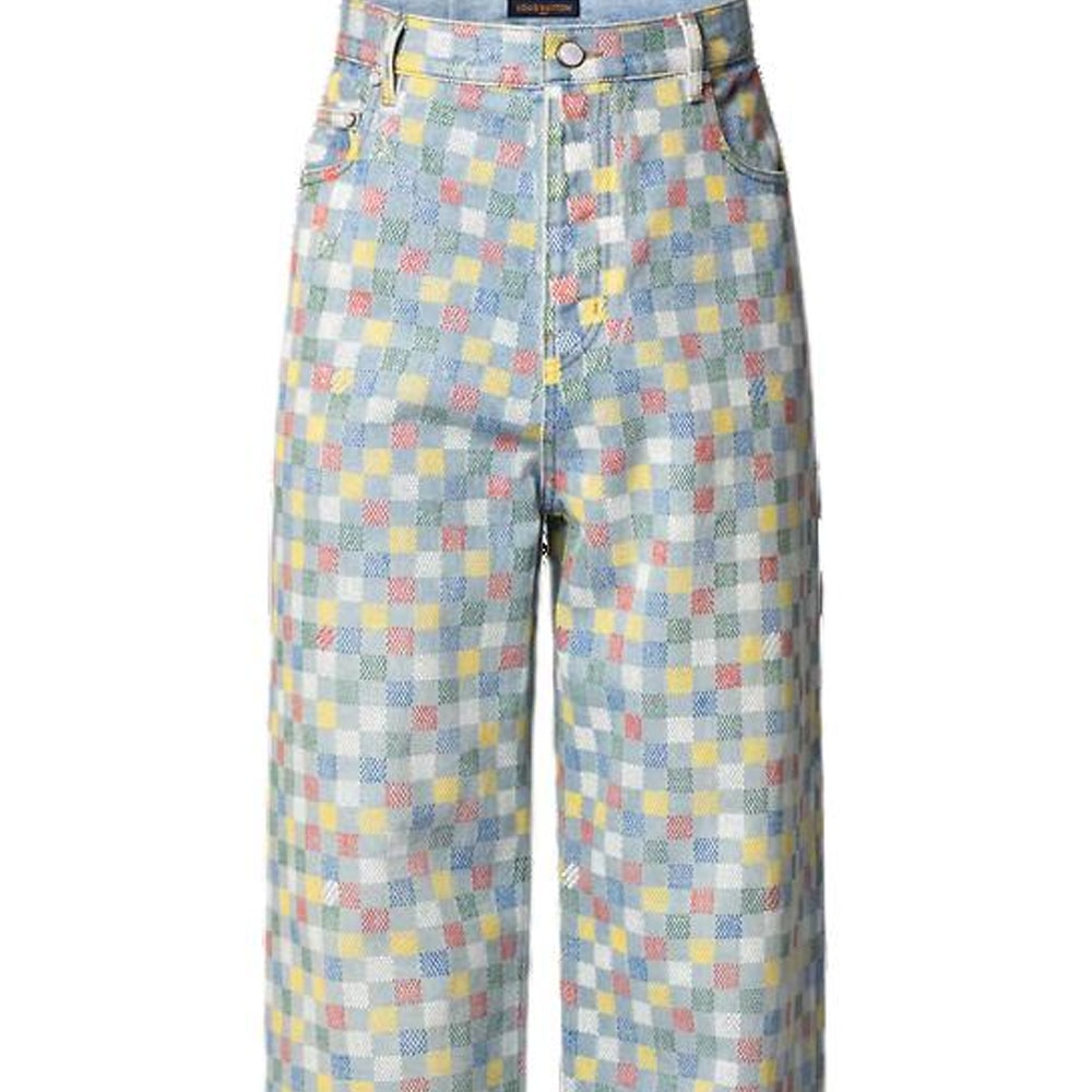 Louis Vuitton SS25 Printed Check Wide Leg Jeans — фото 3