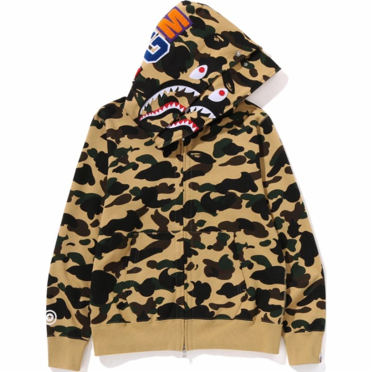 A BATHING APE BAPE SS25 Camo Shark Double Zip Hoodie Green — фото 3