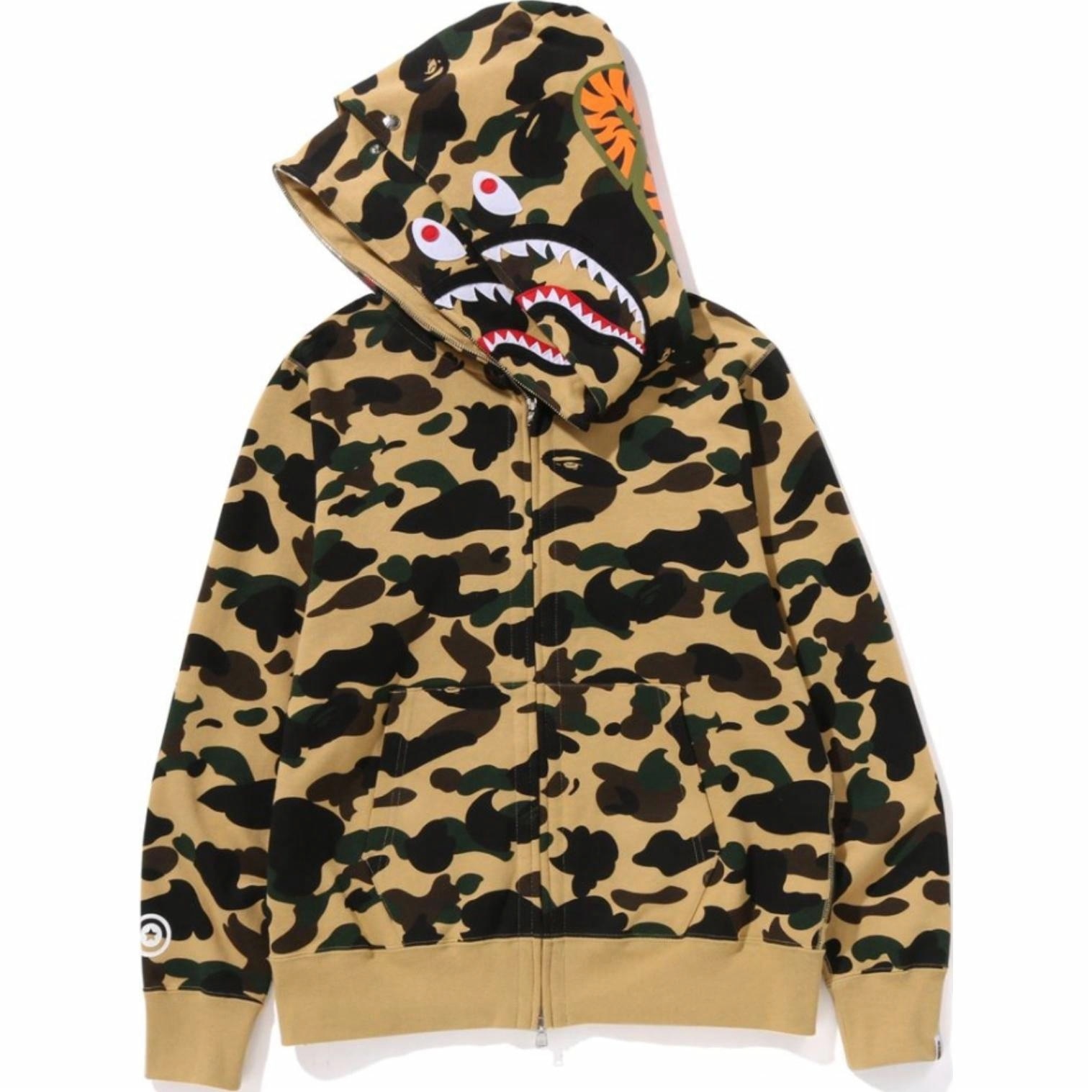 A BATHING APE BAPE SS25 Camo Shark Double Zip Hoodie Green — фото 2