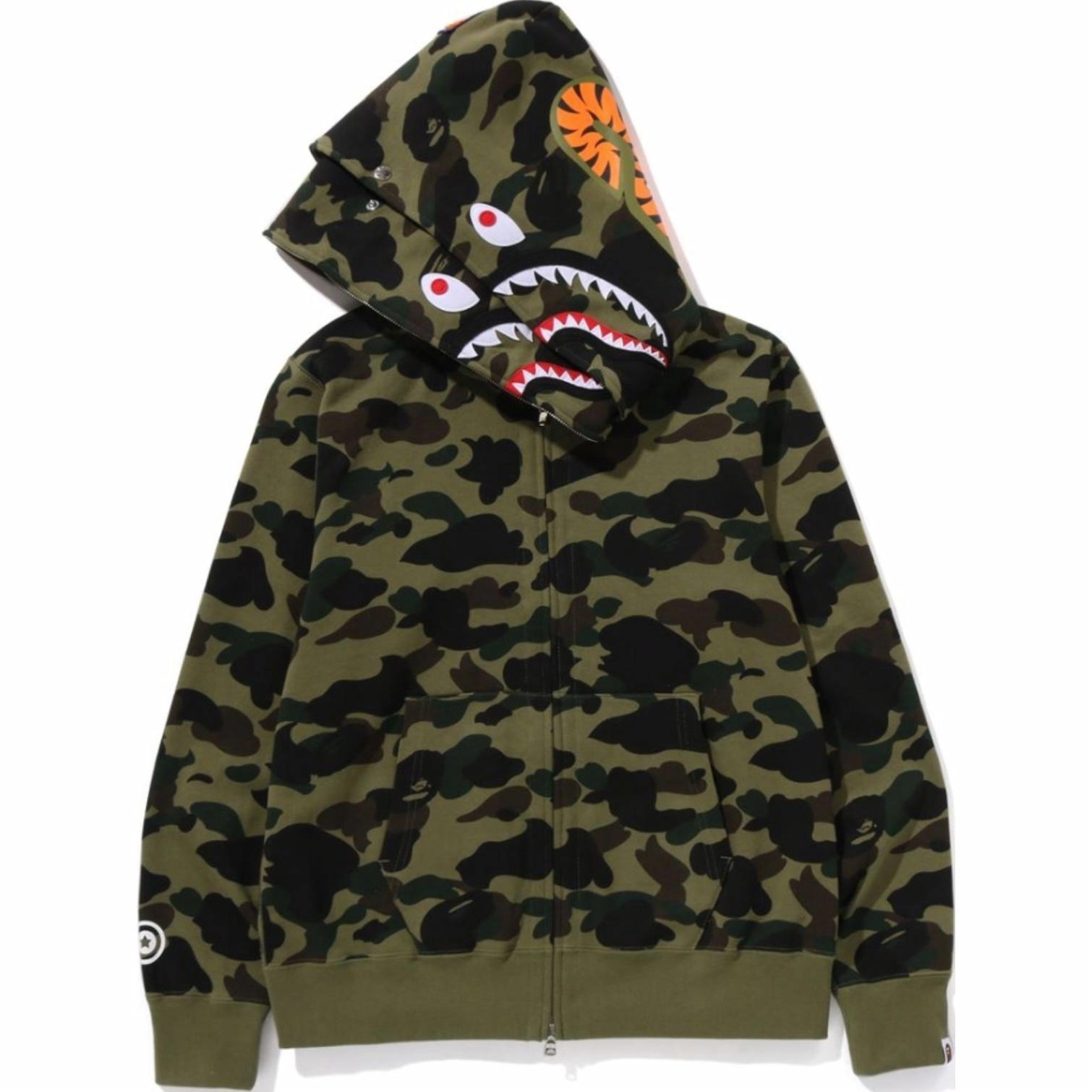 A BATHING APE BAPE SS25 Camo Shark Double Zip Hoodie Green — фото 8
