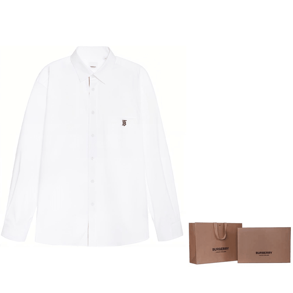 Burberry Classic Logo Cotton Shirt White — фото 8