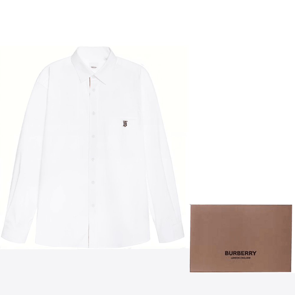 Burberry Classic Logo Cotton Shirt White — фото 7