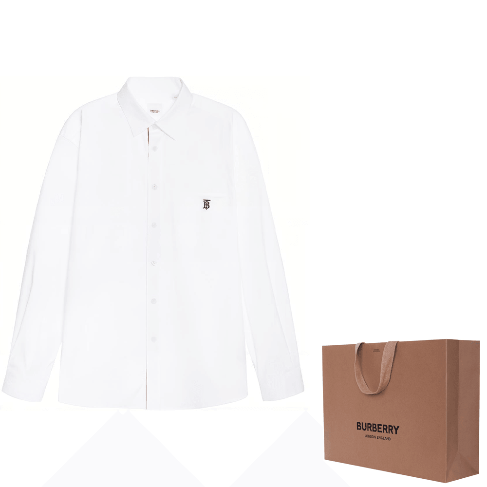 Burberry Classic Logo Cotton Shirt White — фото 6