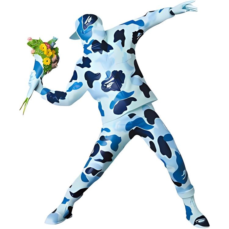 班克西/Banksy BAPE x Banksy Flower Bomber Camo Blue