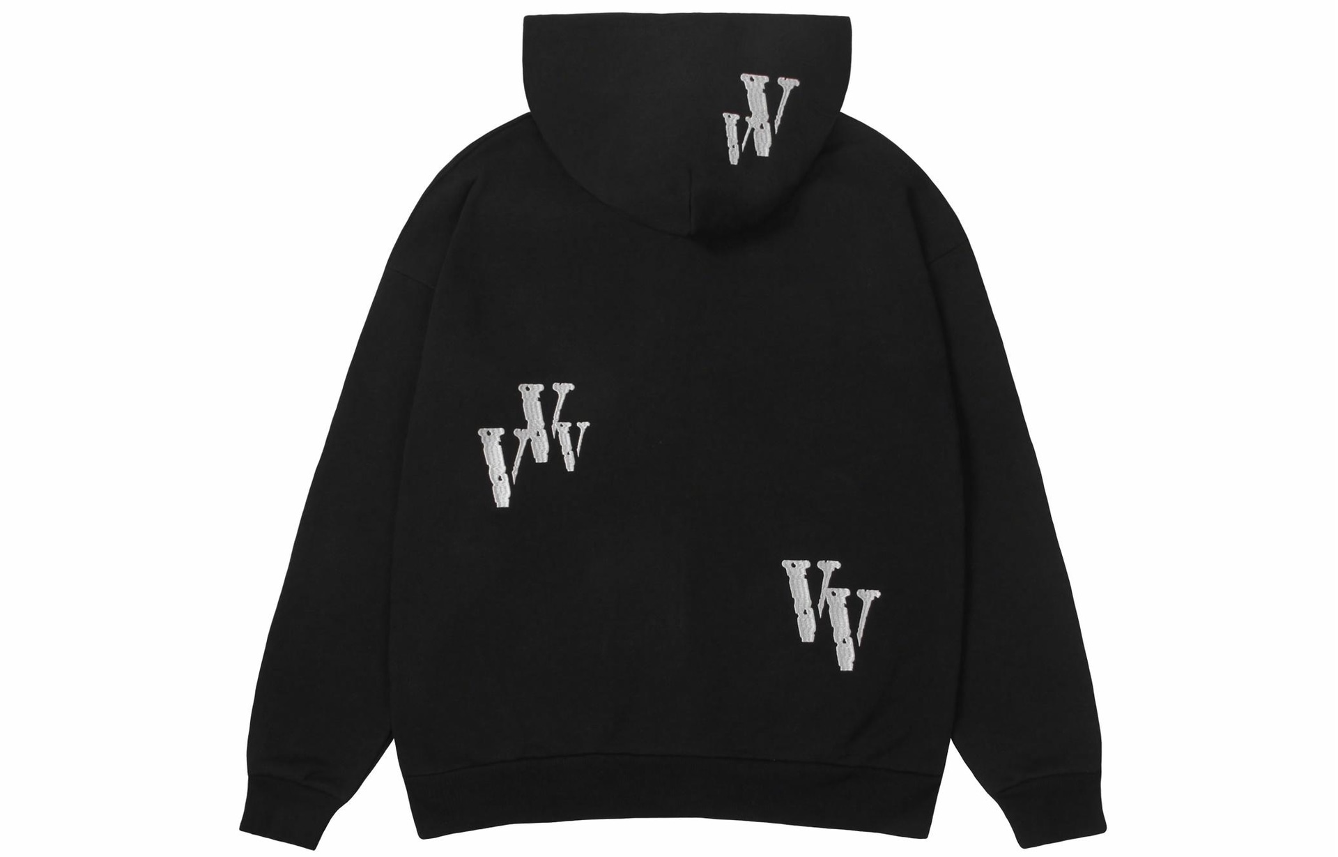 Vlone Logo Embroidered Hoodie Black Silver — фото 1