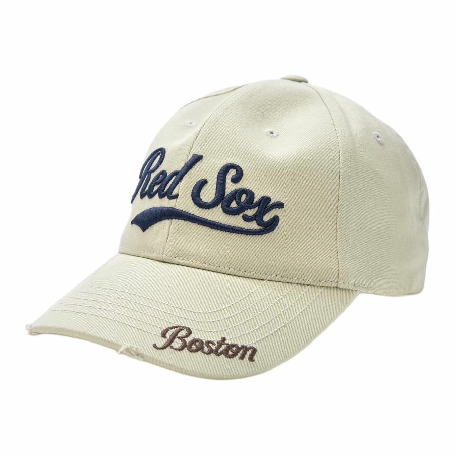 MLB Boston Red Sox Embroidered Cotton Cap Light Beige