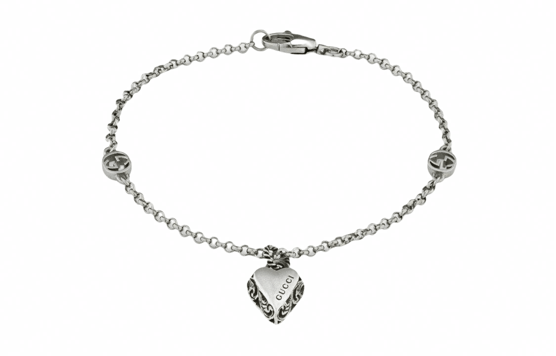 Gucci Heart Pendant 925 Silver Bracelet