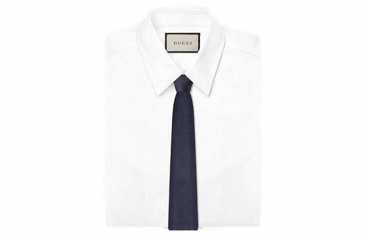 Gucci Double G Jacquard Tie Navy Blue — фото 2