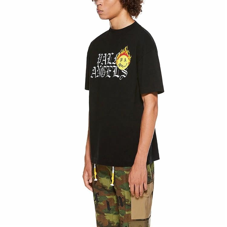 Palm Angels SS21 Burning Smiley Logo T-Shirt Black — фото 4