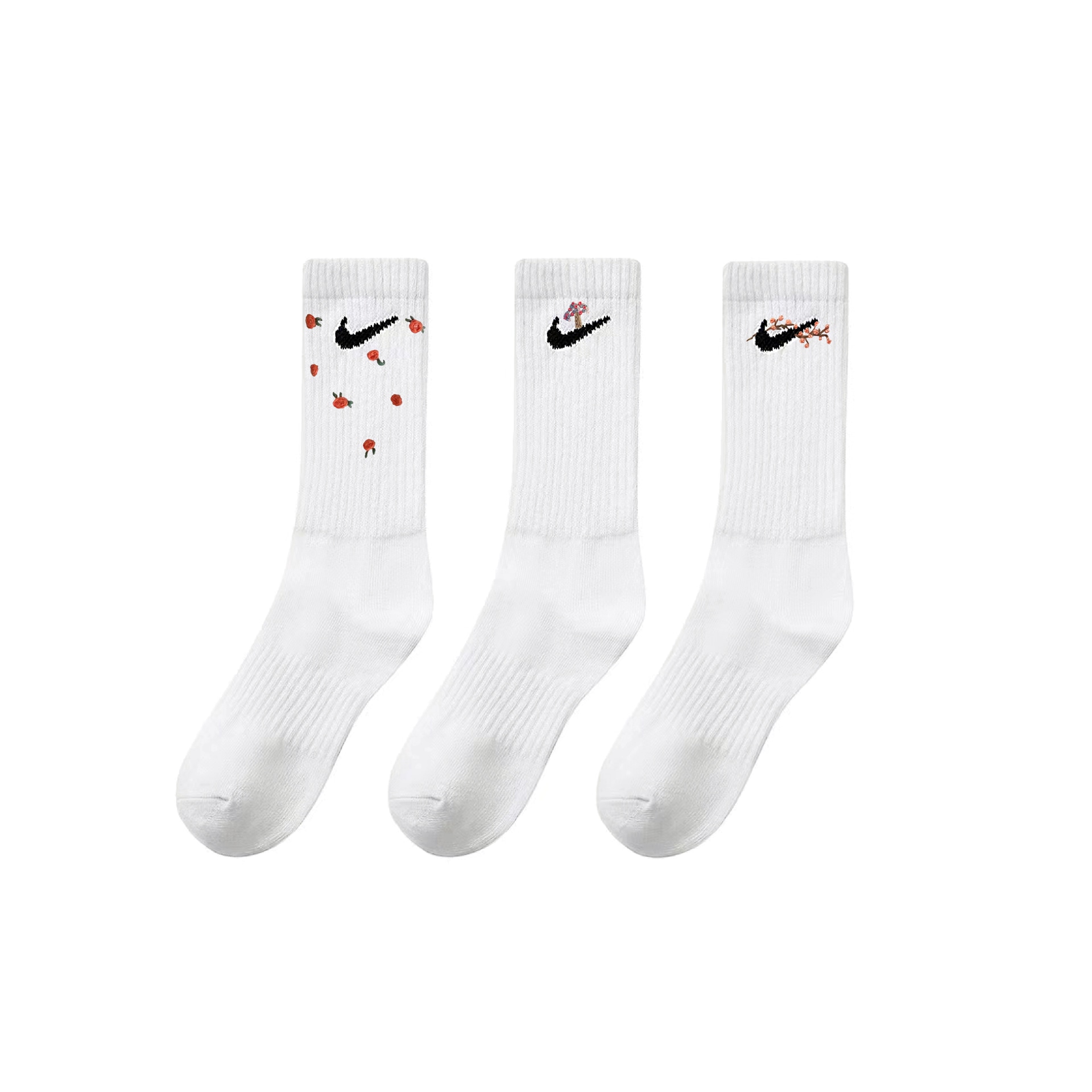 Nike Spring Blossom Embroidered Socks 3-Pack White