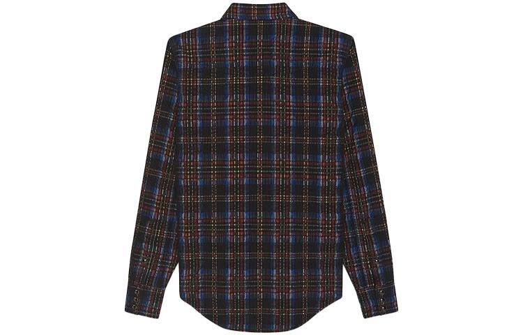 Saint Laurent FW21 Western Plaid Corduroy Shirt Black — фото 1