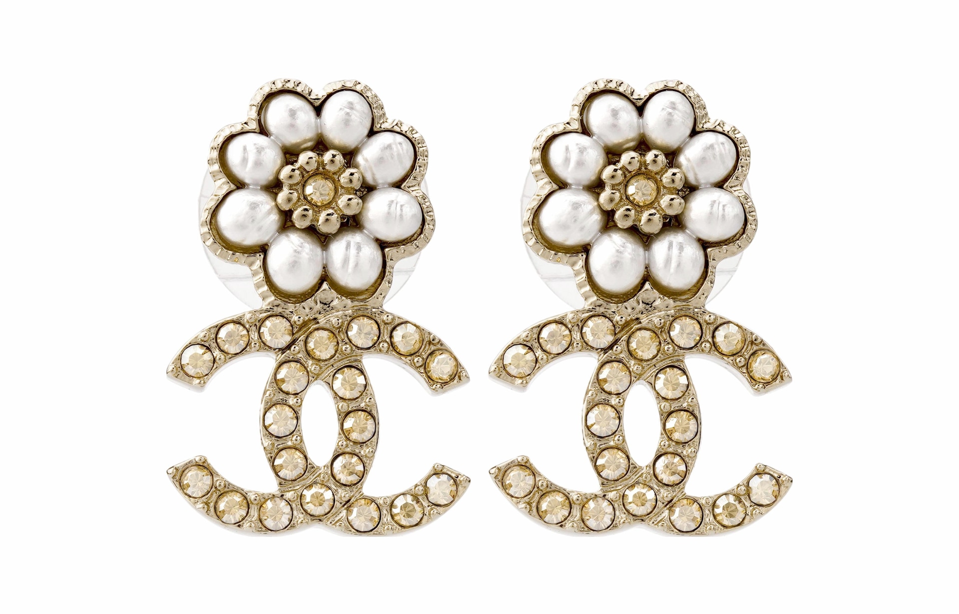Chanel Classic Double C Pearl Earrings