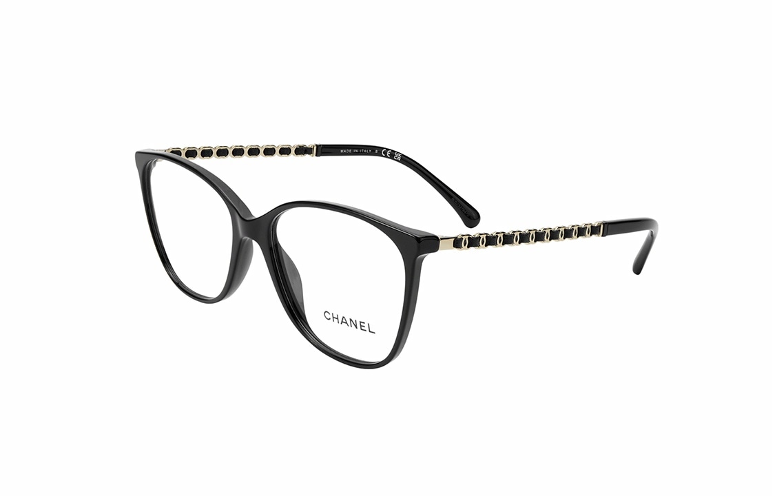 CHANEL Lambskin Chain Glasses Black