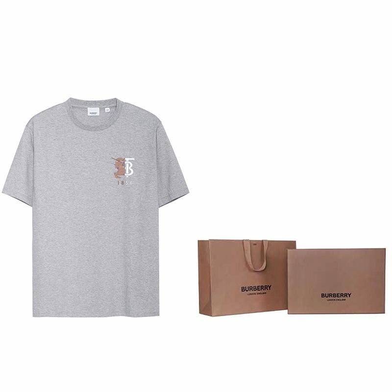 Burberry Equestrian Knight Logo Cotton T-Shirt Grey — фото 4