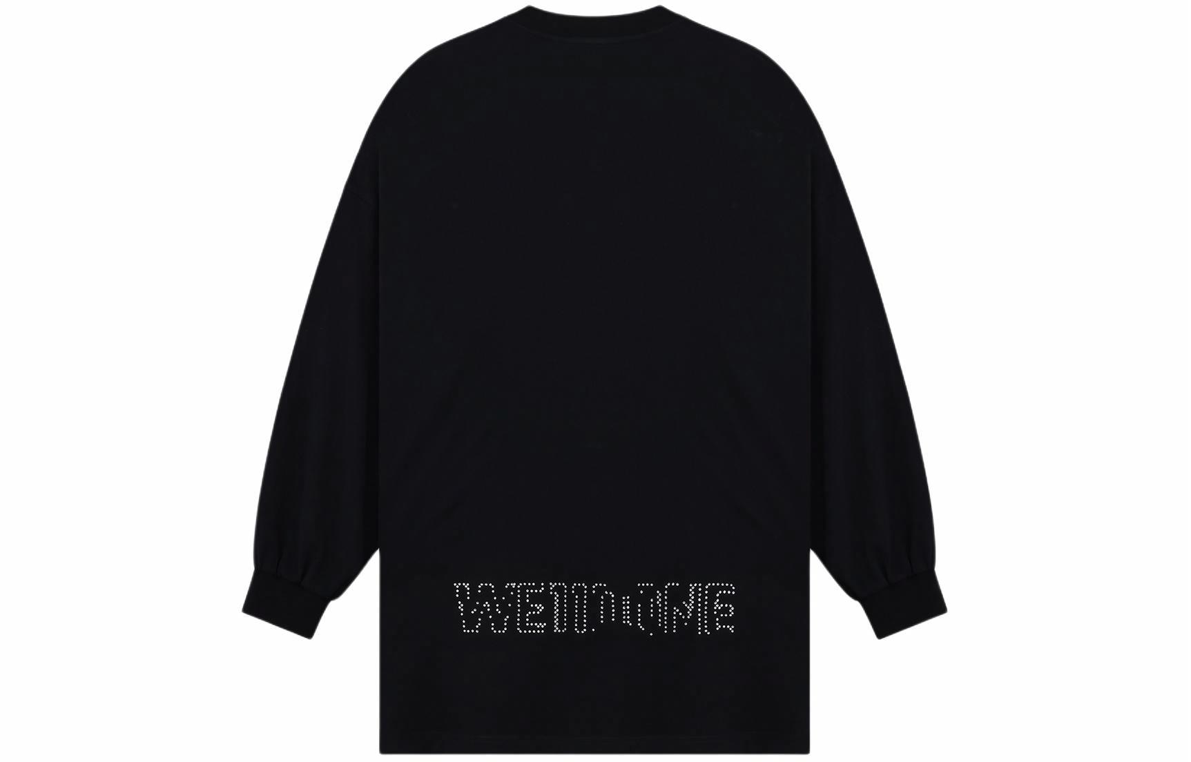 We11Done SS24 Rhinestone Dot Logo Oversized Long Sleeve Tee Black — фото 1